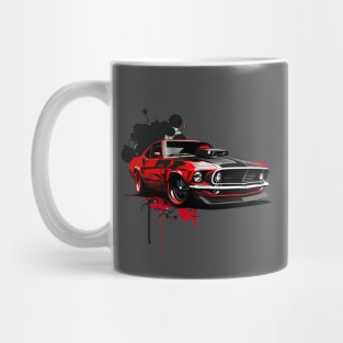 1969 Ford Mustang Hell Demon Car T-Shirt Mug